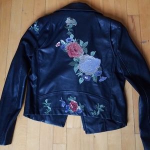 Black Lulus moto jacket with embroidery Small